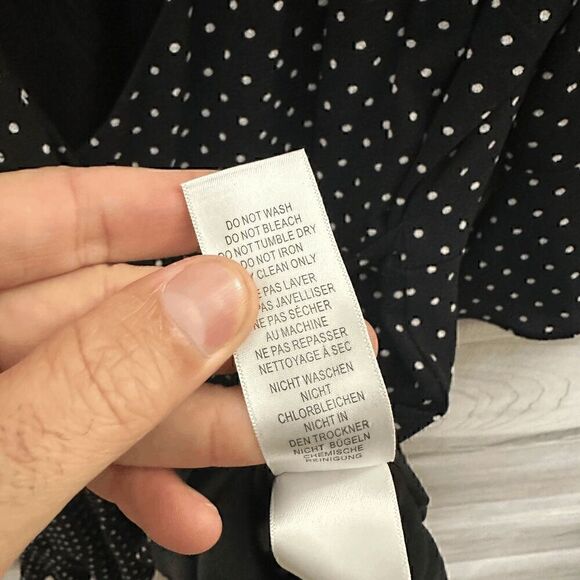 Adrianna Papell Womens Black Polka Dot Ruffle V-Neck Dress Size 0 - Picture 9 of 9